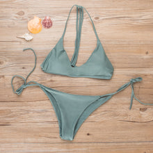 Push Up Halter Army Green Bikini Set